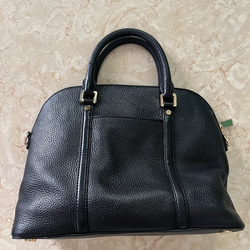 Michael Kors Bedford Legacy Dome Satchel Black Pebbled Leather with Gold - Picture 4 of 9